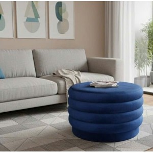 88003019 : Bàn Sofa, Ottoman Hình Tròn - Xanh Dương